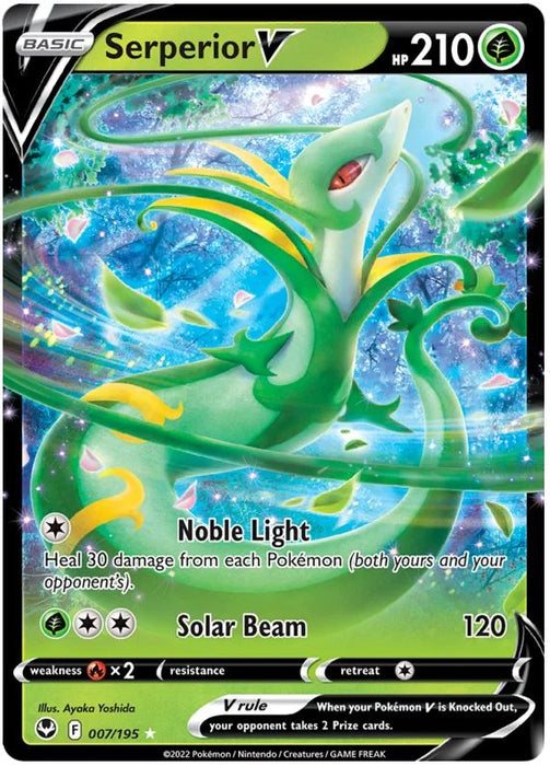 Serperior V 007/195 Ultra-Rare Rare Pokemon Card (SWSH Silver Tempest)