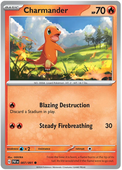 Charmander 007/091 Common Pokemon Card (SV 4.5 Paldean Fates)