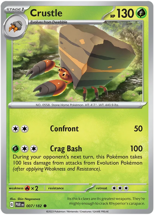 Crustle 007/182 Common Reverse Holo Pokemon Card (SV04 Paradox Rift)