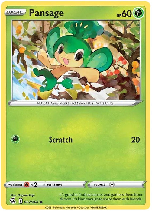 Pansage 007/264 Common Pokemon Card (SWSH Fusion Strike)