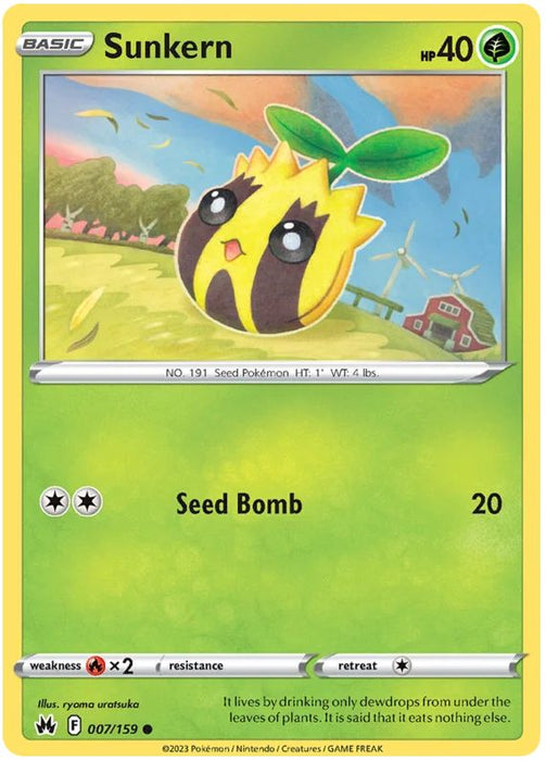 Sunkern 007/159 Common Pokemon Card (SWSH Crown Zenith)