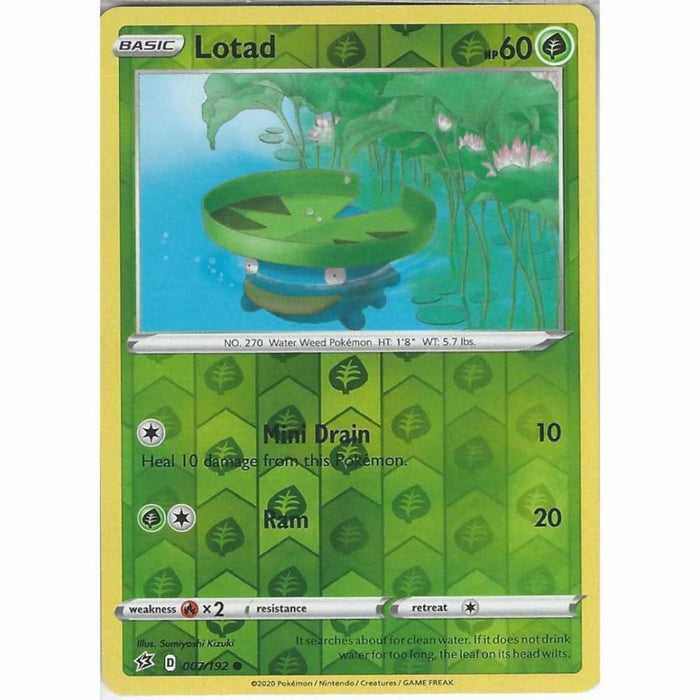 Lotad 007/192 Common Reverse Holo Pokemon Card (SWSH Rebel Clash)