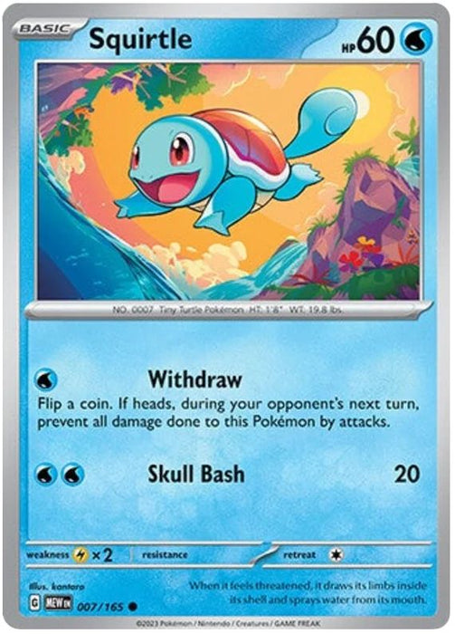 Squirtle 007/165 Common Pokemon Card (Pokemon SV 151)