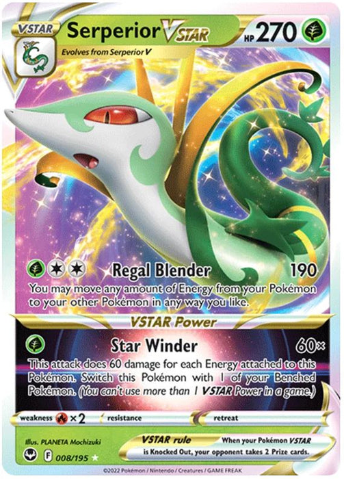 Serperior VSTAR 008/195 Rare  VSTAR Pokemon Card (SWSH Silver Tempest)