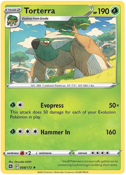 Torterra 008/172 Rare Holo Reverse Holo Pokemon Card (SWSH Brilliant Stars)