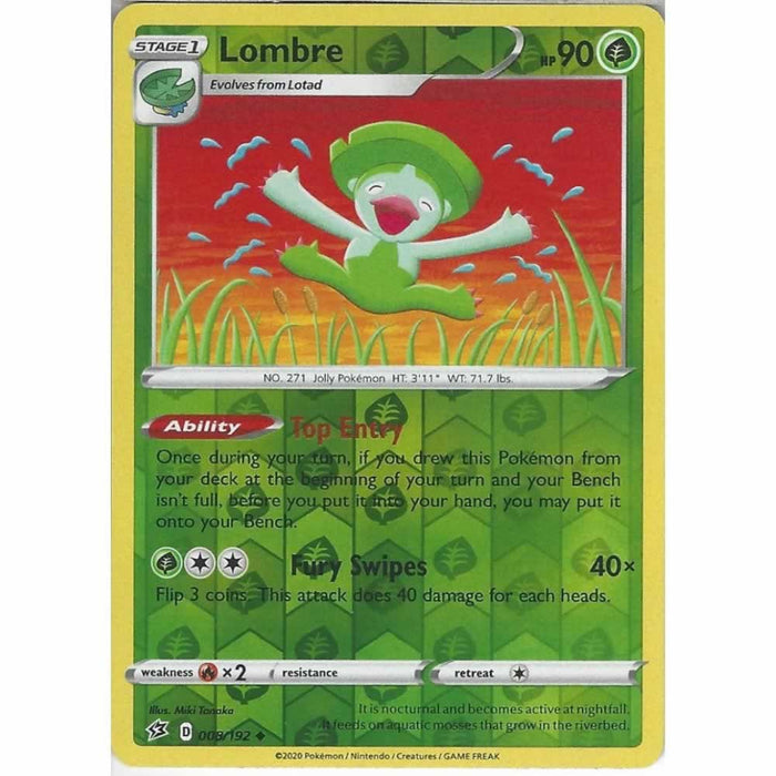 Lombre 008/192 Uncommon Reverse Holo Pokemon Card (SWSH Rebel Clash)