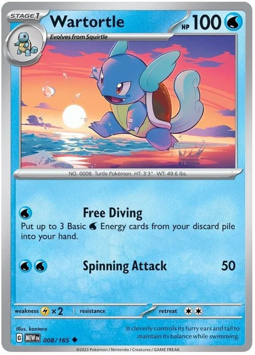 Wartortle 008/165 Uncommon Pokemon Card (Pokemon SV 151)