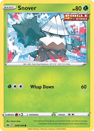 Snover 009/198 Common Reverse Holo Pokemon Card (SWSH Chilling Reign)