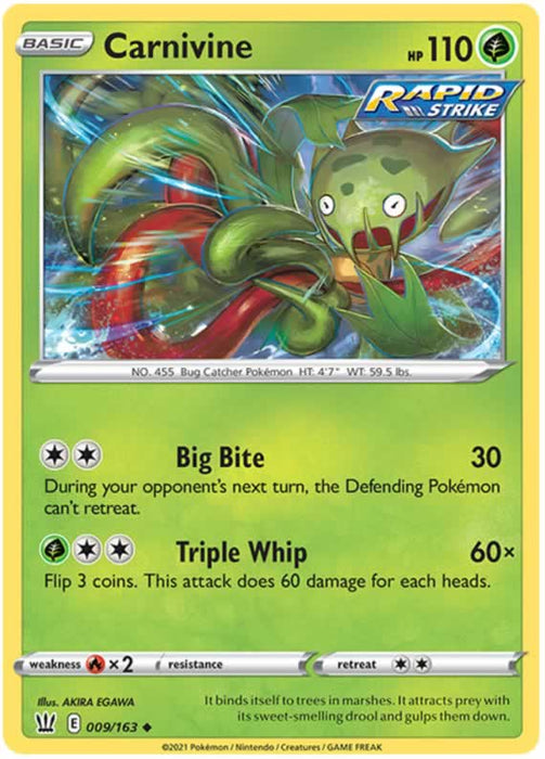 Carnivine 009/163 Uncommon Pokemon Card (Battle Styles)