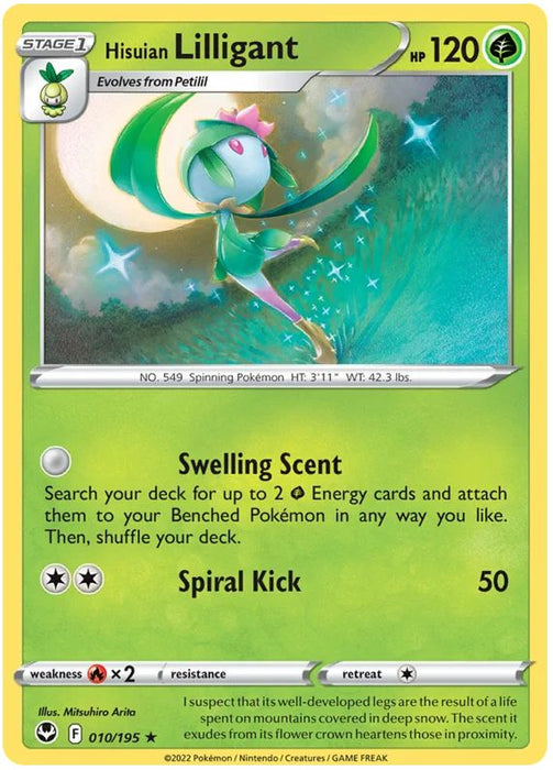 Hisuian Lilligant 010/195 Rare Pokemon Card (SWSH Silver Tempest)