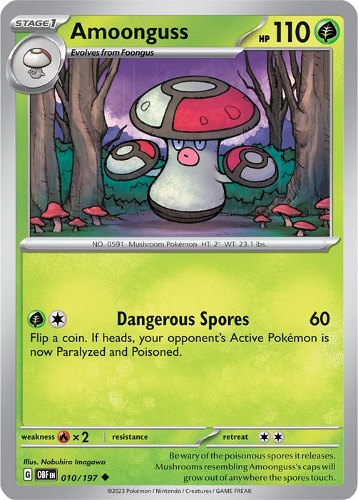 Amoonguss 010/197 Uncommon Reverse Holo Pokemon Card (SV Obsidian Flames)