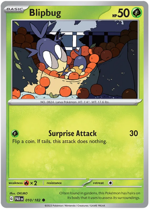 Blipbug 010/182 Common Reverse Holo Pokemon Card (SV04 Paradox Rift)