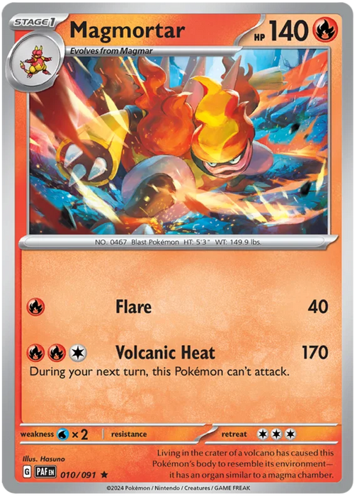 Magmortar 010/091 Rare Pokemon Card (SV 4.5 Paldean Fates)