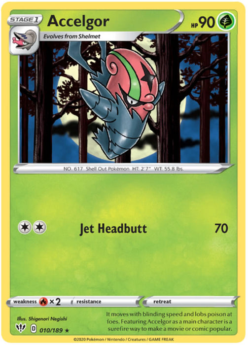 Accelgor 010/189 Rare Pokemon Card (Darkness Ablaze)