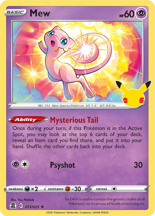 Mew 011/025 Rare Holo Pokemon Card (Celebrations 25th Anniversary)