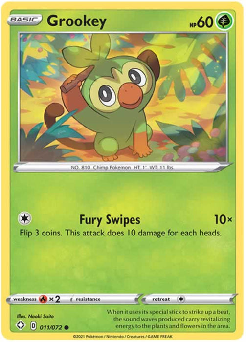 Grookey 011/072 Common Pokemon Card (Shining Fates)