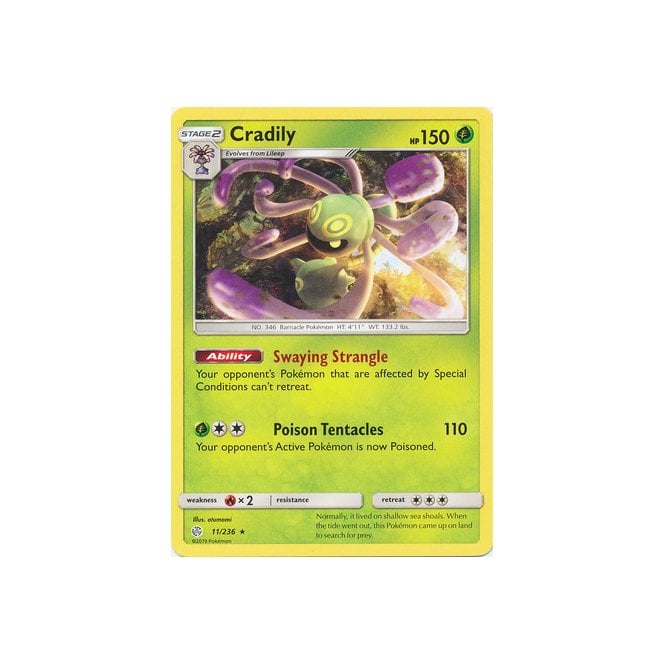 Cradily 11/236 Rare Pokemon Card (Cosmic Eclipse)