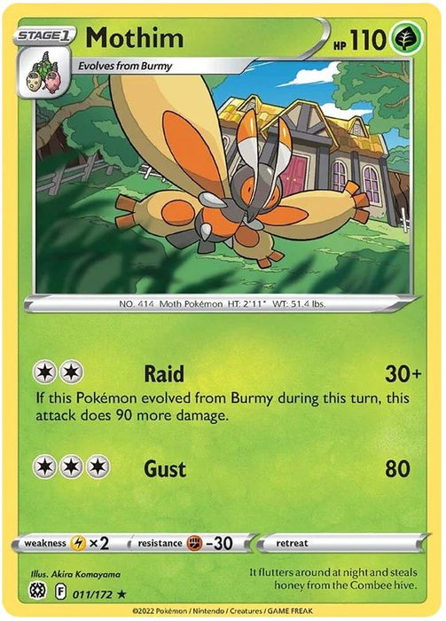 Mothim 011/172 Rare Pokemon Card (SWSH Brilliant Stars)