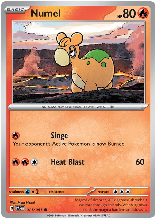 Numel 011/091 Common Reverse Holo Pokemon Card (SV 4.5 Paldean Fates)