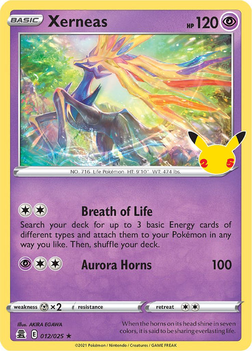 Xerneas 012/025 Rare Pokemon Card (Celebrations 25th Anniversary)