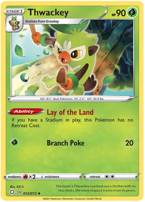 Thwackey 012/072 Uncommon Pokemon Card (Shining Fates)