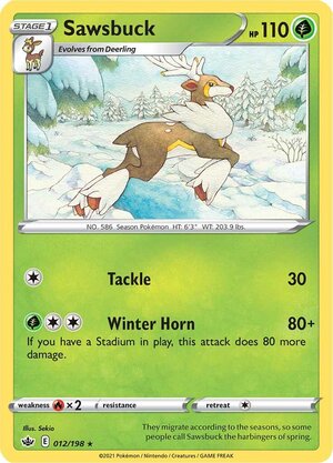 Sawsbuck 012/198 Rare Pokemon Card (SWSH Chilling Reign)