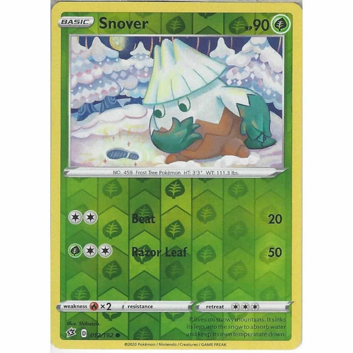 Snover 012/192 Common Reverse Holo Pokemon Card (SWSH Rebel Clash)