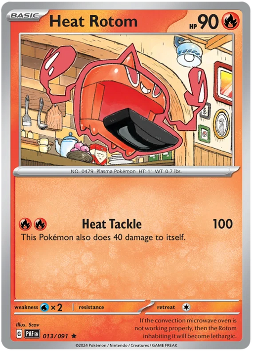 Heat Rotom 013/091 Rare Reverse Holo Pokemon Card (SV 4.5 Paldean Fates)