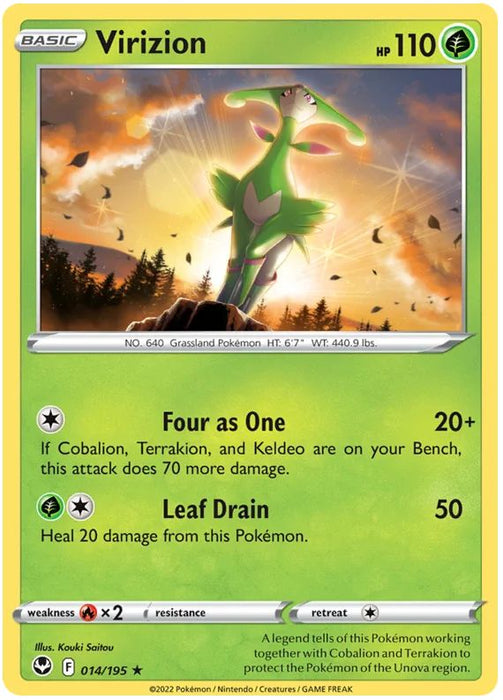 Virizion 014/195 Rare Pokemon Card (SWSH Silver Tempest)