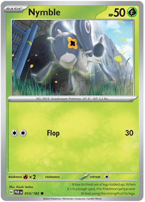 Nymble 014/182 Common Reverse Holo Pokemon Card (SV04 Paradox Rift)