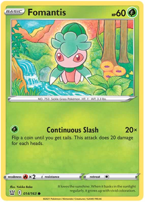 Fomantis 014/163 Common Pokemon Card (Battle Styles)