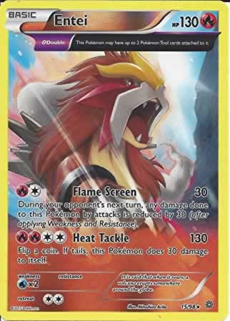 Entei 15/98 Rare Holo Pokemon Card (XY Ancient Origins)