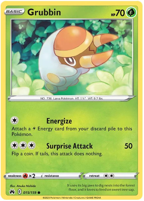 Grubbin 015/159 Common Pokemon Card (SWSH Crown Zenith)