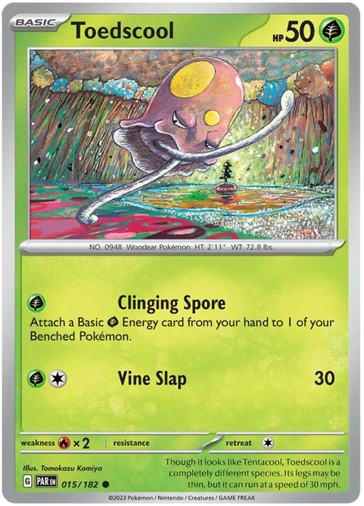 Toedscool 015/182 Common Pokemon Card (SV04 Paradox Rift)