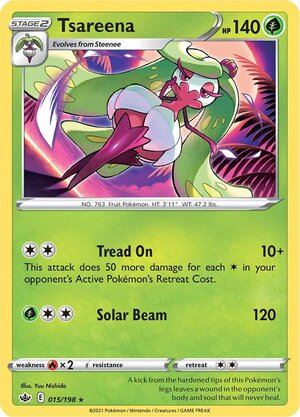 Tsareena 015/198 Rare Pokemon Card (SWSH Chilling Reign)