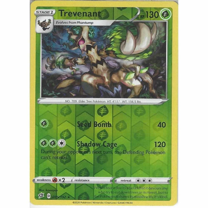 Trevenant 015/192 Rare Reverse Holo Pokemon Card (SWSH Rebel Clash)