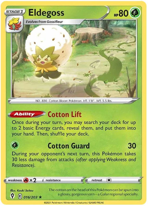 Eldegoss 016/203 Rare Reverse Holo Reverse Holo Pokemon Card (SWSH Evolving Skies)