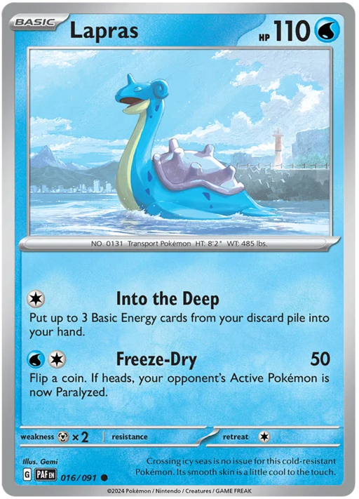 Lapras 016/091 Common Reverse Holo Pokemon Card (SV 4.5 Paldean Fates)