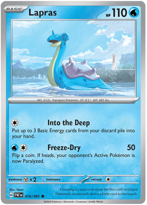 Lapras 016/091 Common Pokemon Card (SV 4.5 Paldean Fates)