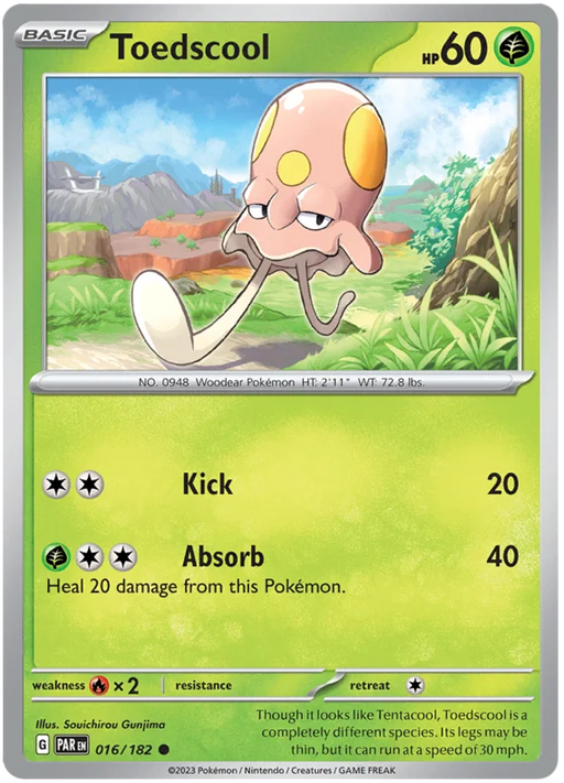 Toedscool 016/182 Common Pokemon Card (SV04 Paradox Rift)