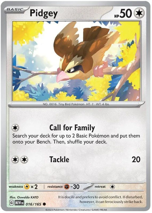 Pidgey 016/165 Common Pokemon Card (Pokemon SV 151)