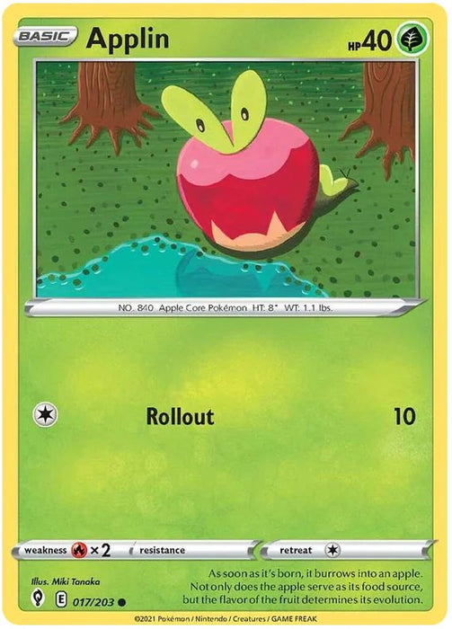 Applin 017/203 Common Pokemon Card (SWSH Evolving Skies)