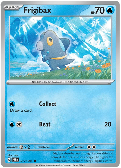 Frigibax 017/091 Common Reverse Holo Pokemon Card (SV 4.5 Paldean Fates)