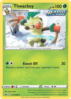 Thwackey 017/198 Uncommon Pokemon Card (SWSH Chilling Reign)