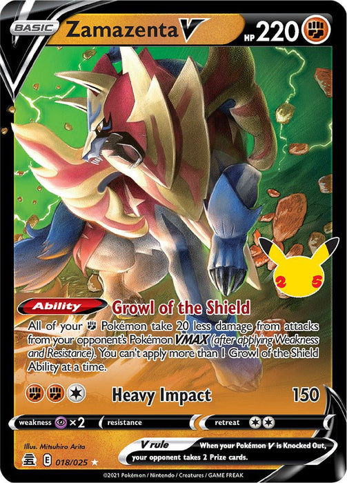 Zamazenta V 018/025 Ultra Rare Pokemon Card (Celebrations 25th Anniversary)