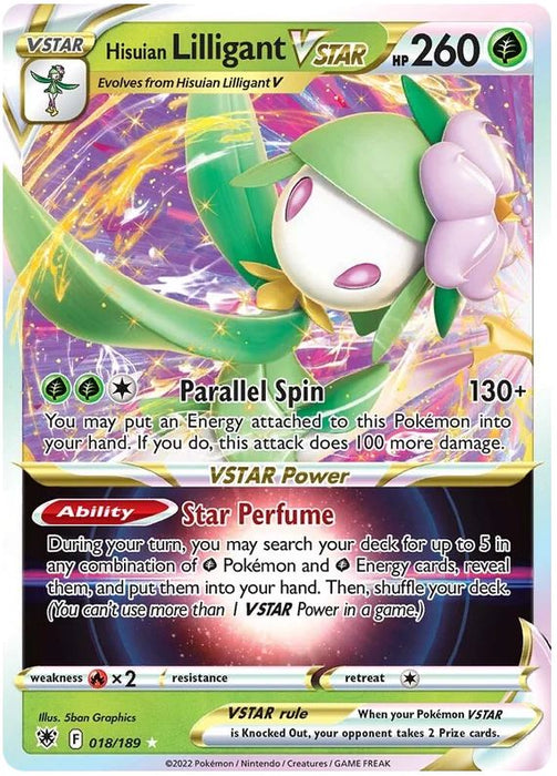 Hisuian Lilligant VSTAR 018/189 Rare VSTAR Pokemon Card (SWSH Astral Radiance)