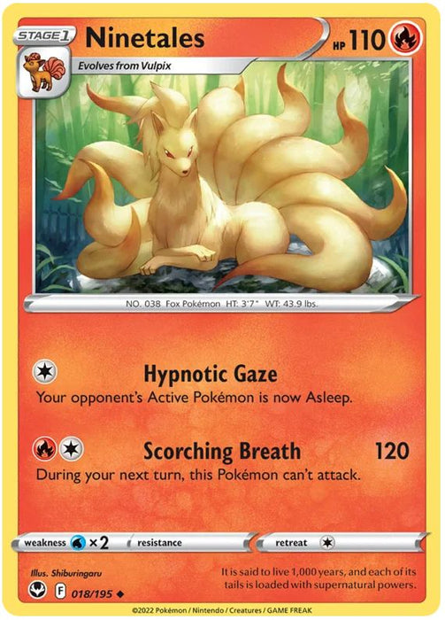 Ninetales 018/195 Uncommon Pokemon Card (SWSH Silver Tempest)