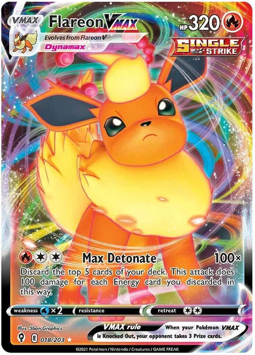 Flareon VMAX 018/203 Ultra Rare  Pokemon Card (SWSH Evolving Skies)