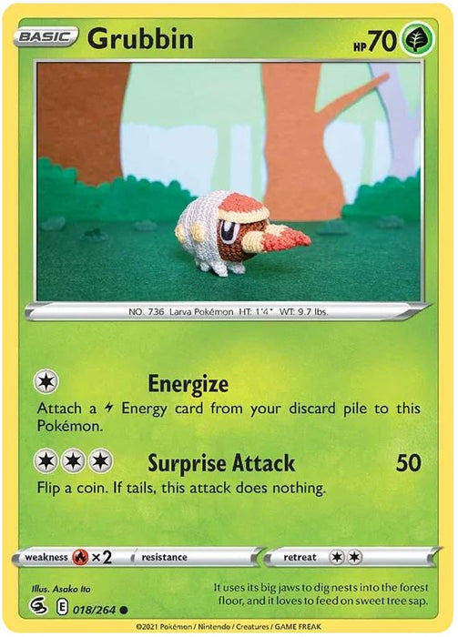 Grubbin 018/264 Common Reverse Holo Pokemon Card (SWSH Fusion Strike)