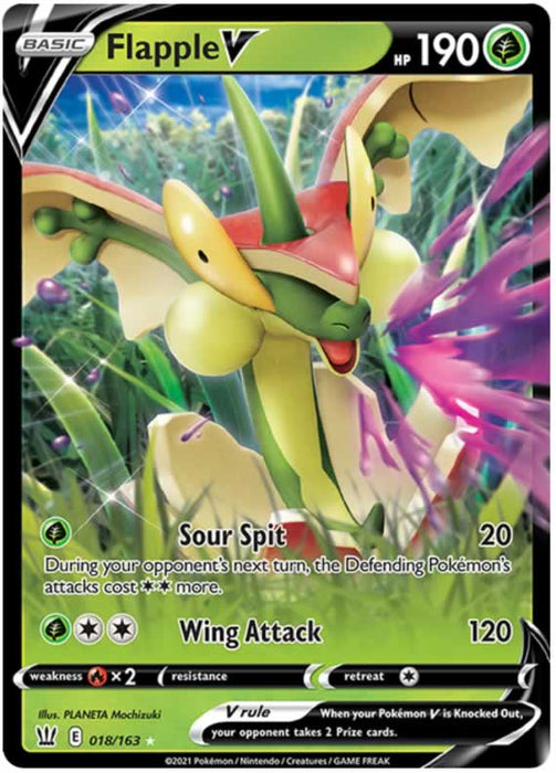 Flapple V 018/163 Ultra Rare Pokemon Card (Battle Styles)